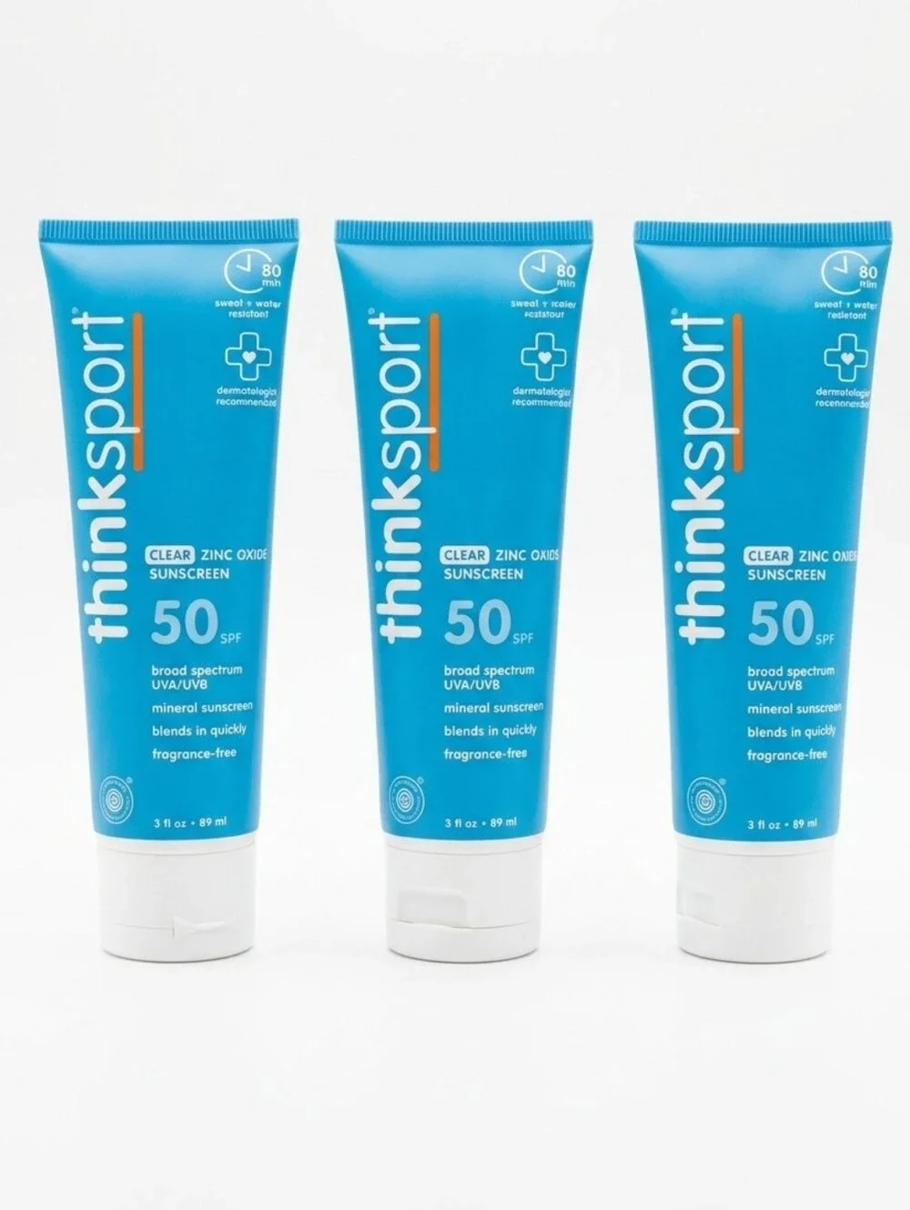 Think Sport Clear Zinc Oxide Sunscreen SPF 50 (3 Pack)